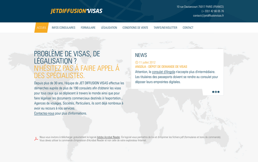 Illustration de la page d'accueil Jet Diffusion Visas