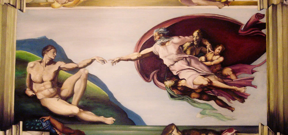 Reproduction de 'la Cration d'Adam' : dtail de la Chapelle Sixtine peinte par Lonard de Vinci au Vatican